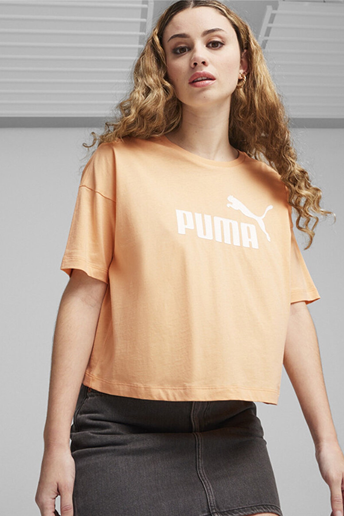 Puma Ess Cropped Logo Kadın Tişört 58686646 Turuncu