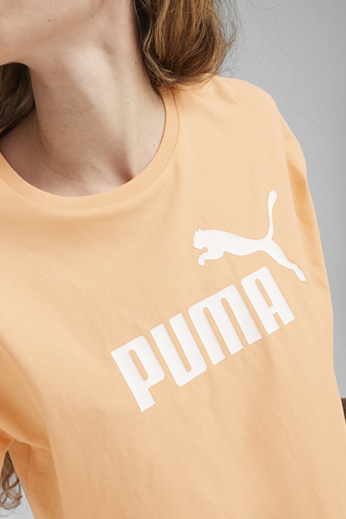 Puma Ess Cropped Logo Kadın Tişört 58686646 Turuncu