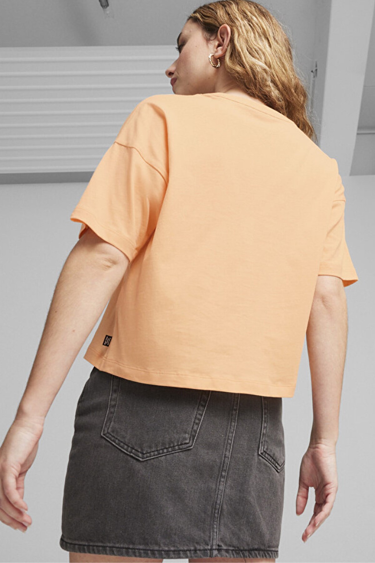 Puma Ess Cropped Logo Kadın Tişört 58686646 Turuncu