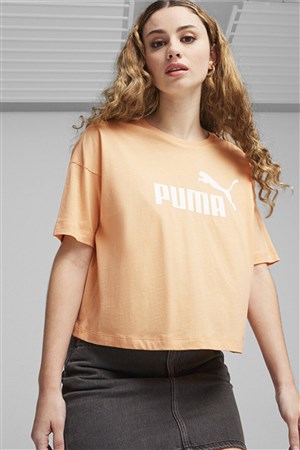 Puma Ess Cropped Logo Kadın Tişört 58686646 Turuncu
