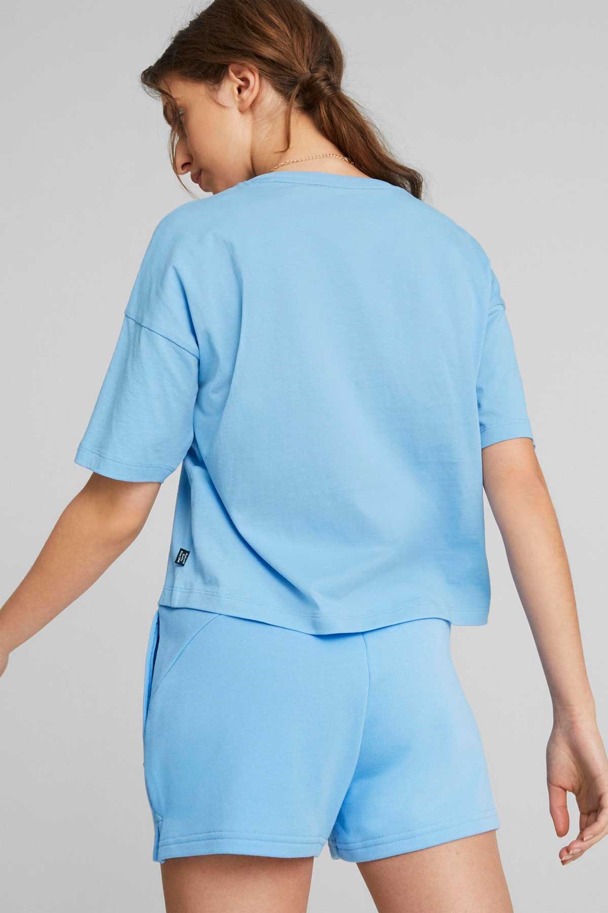 Puma ESS Cropped Logo Kadın Tişört 58686662 Mavi