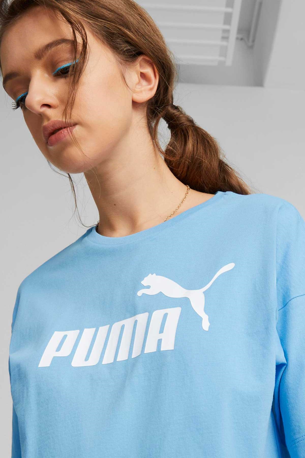 Puma ESS Cropped Logo Kadın Tişört 58686662 Mavi