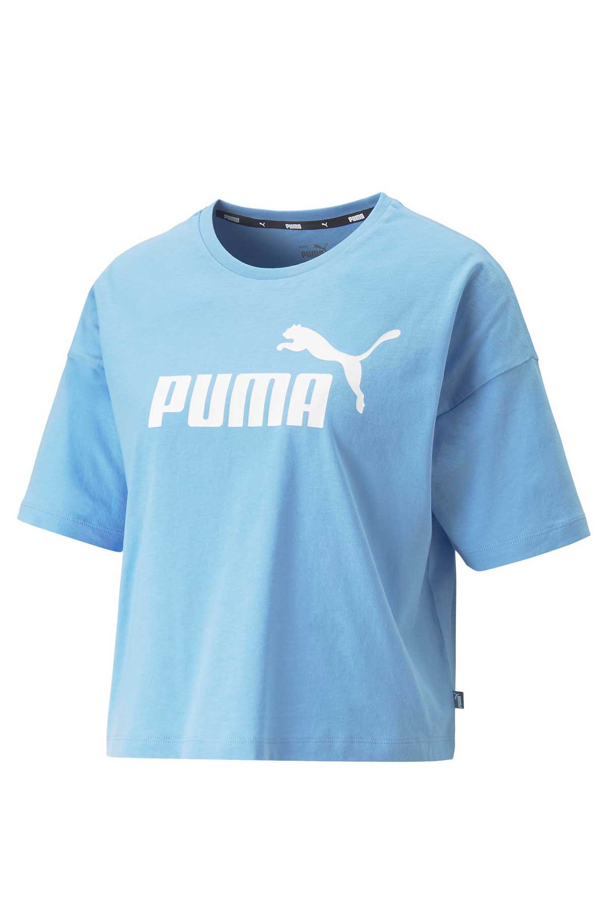 Puma ESS Cropped Logo Kadın Tişört 58686662 Mavi