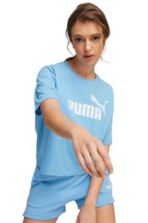 Puma ESS Cropped Logo Kadın Tişört 58686662 Mavi
