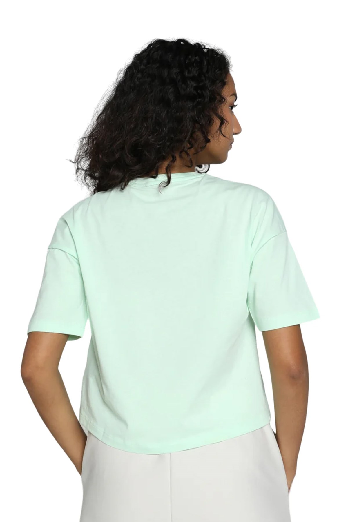 Puma Ess Cropped Logo Kadın Tişört 58686688 Yeşil