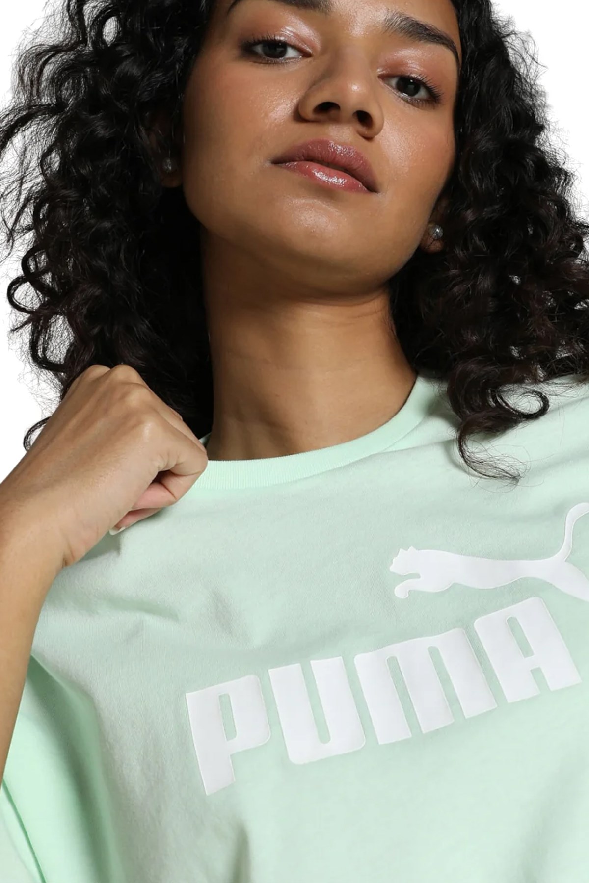 Puma Ess Cropped Logo Kadın Tişört 58686688 Yeşil