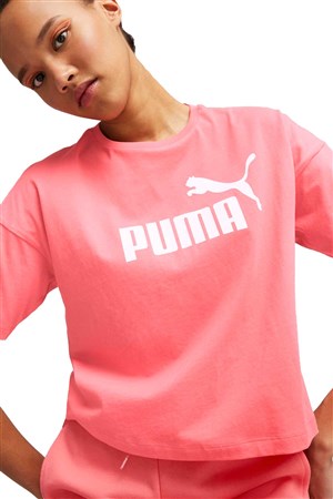 Puma ESS Cropped Logo Kadın Tişört 58686691 Pembe