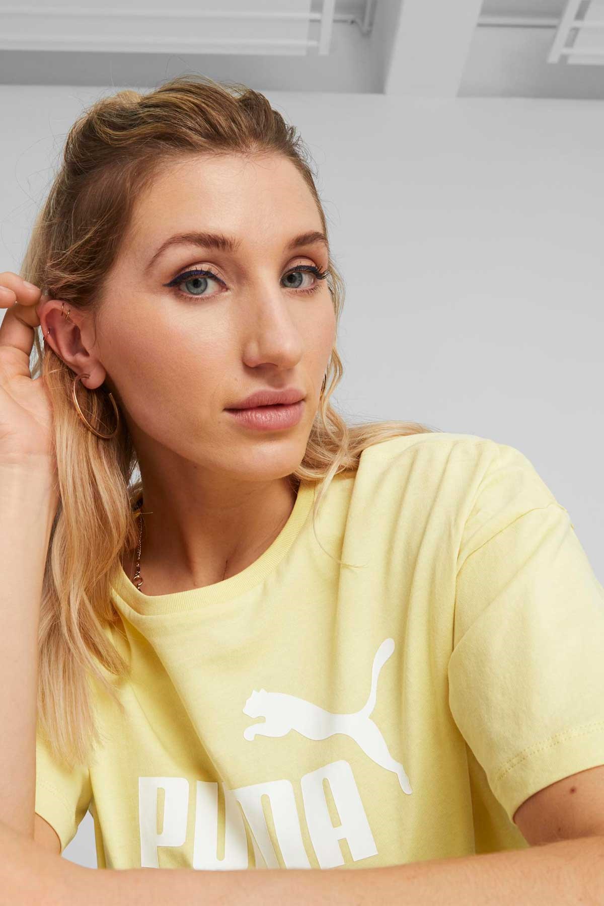 Puma ESS Cropped Logo Kadın Tişört 58686694 Sarı