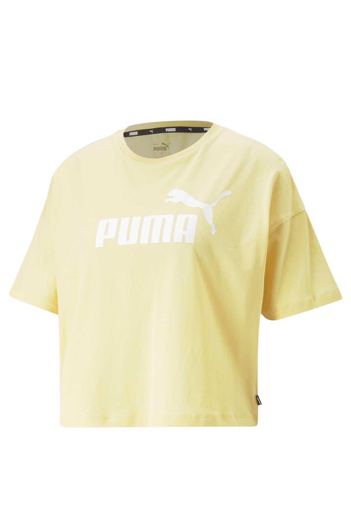 Puma ESS Cropped Logo Kadın Tişört 58686694 Sarı
