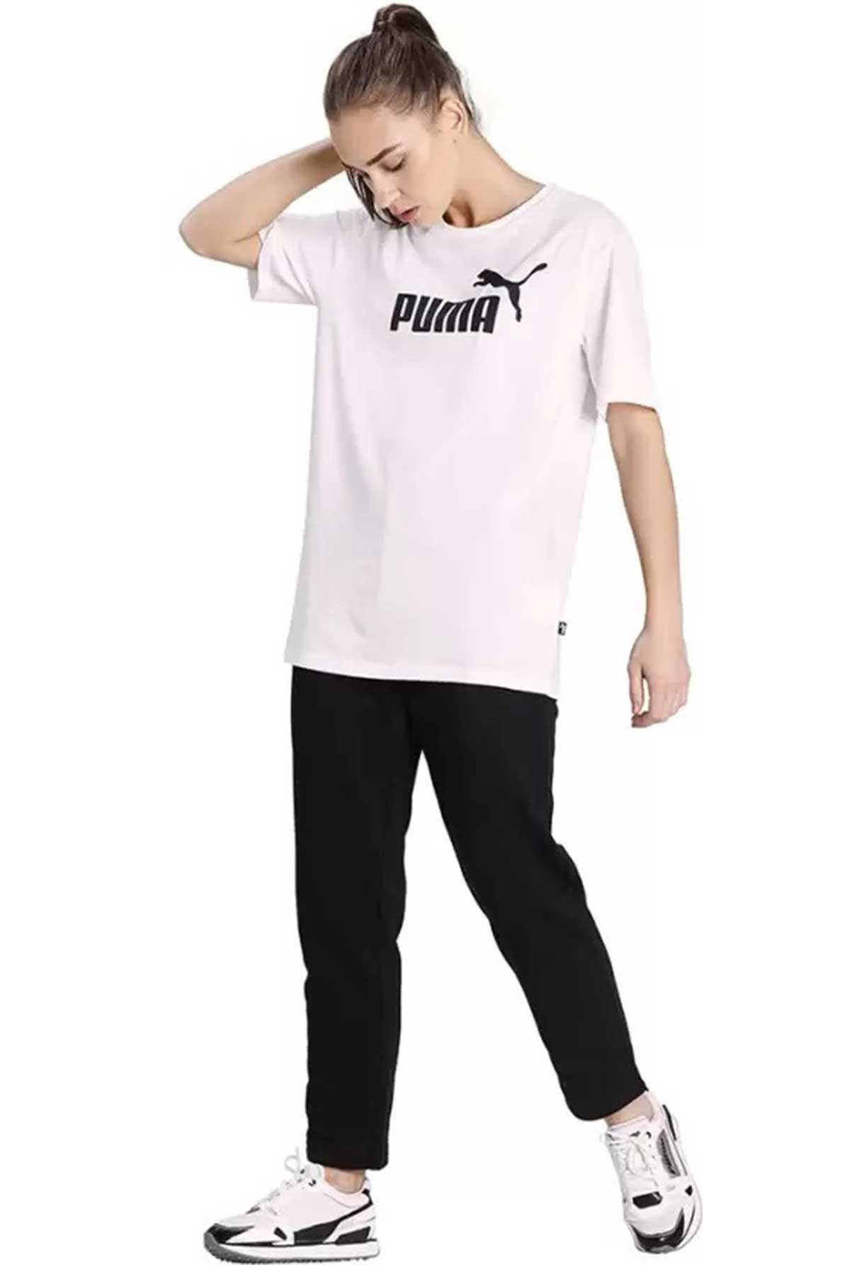Puma ESS Logo Boyfriend Kadın Tişört 58686802 Beyaz