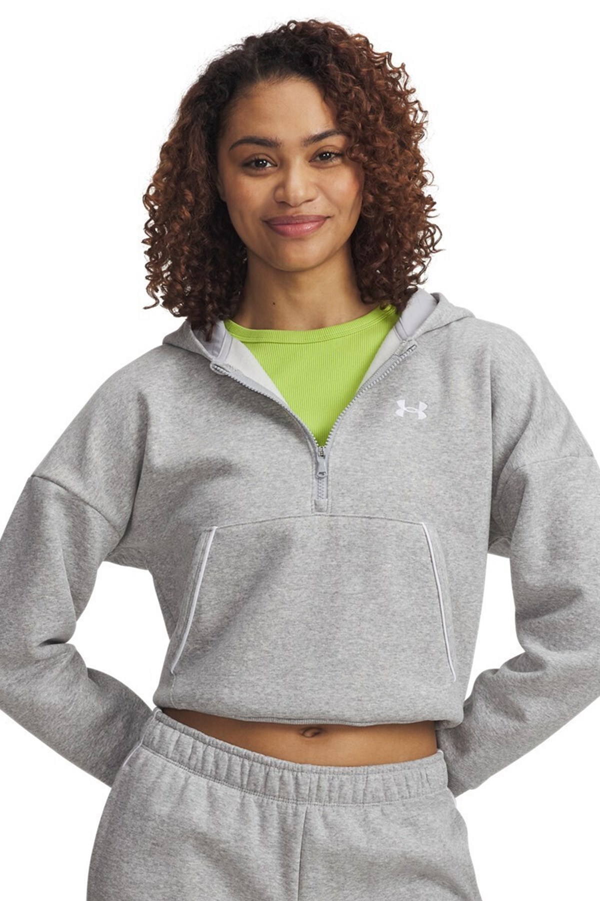 Under Armour Rival Flc Piped Hz Kadın Sweatshirt Gri