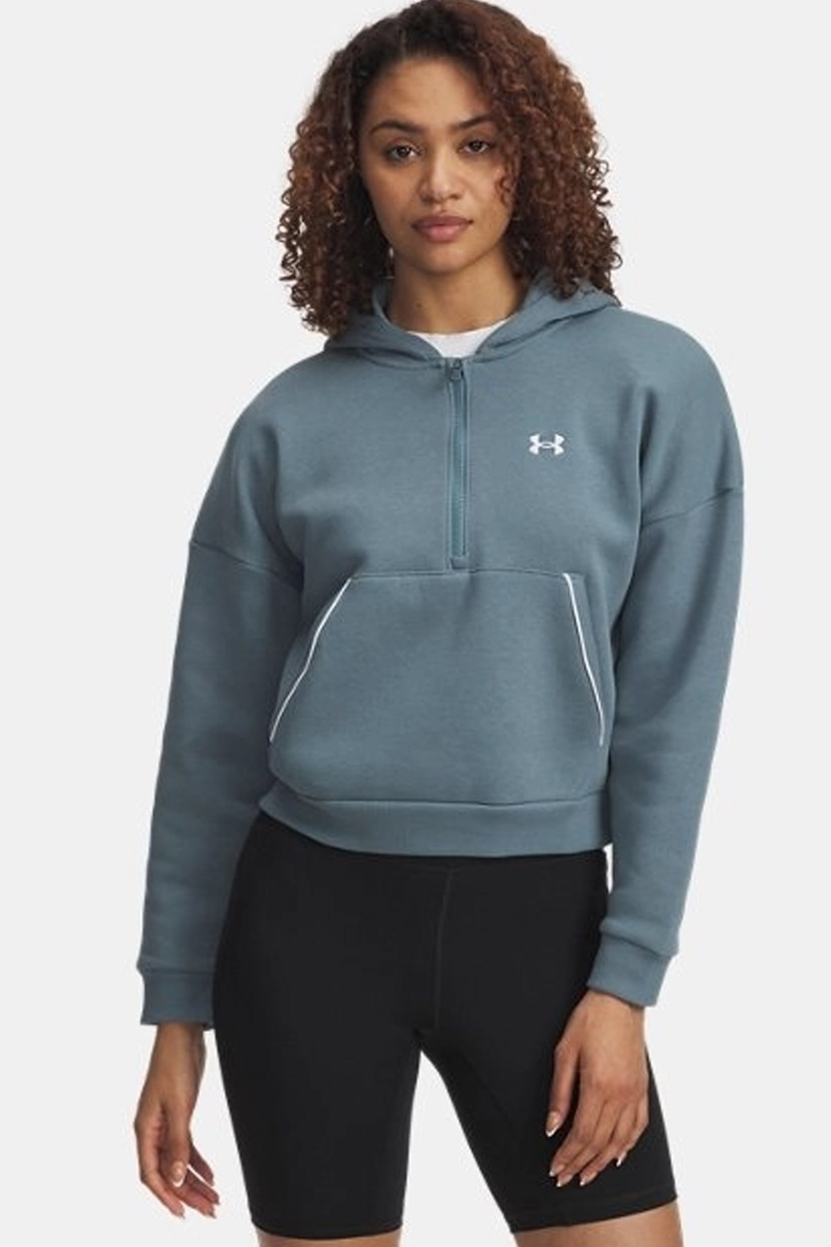 Under Armour Rival Flc Piped Hz Kadın Sweatshirt Mavi