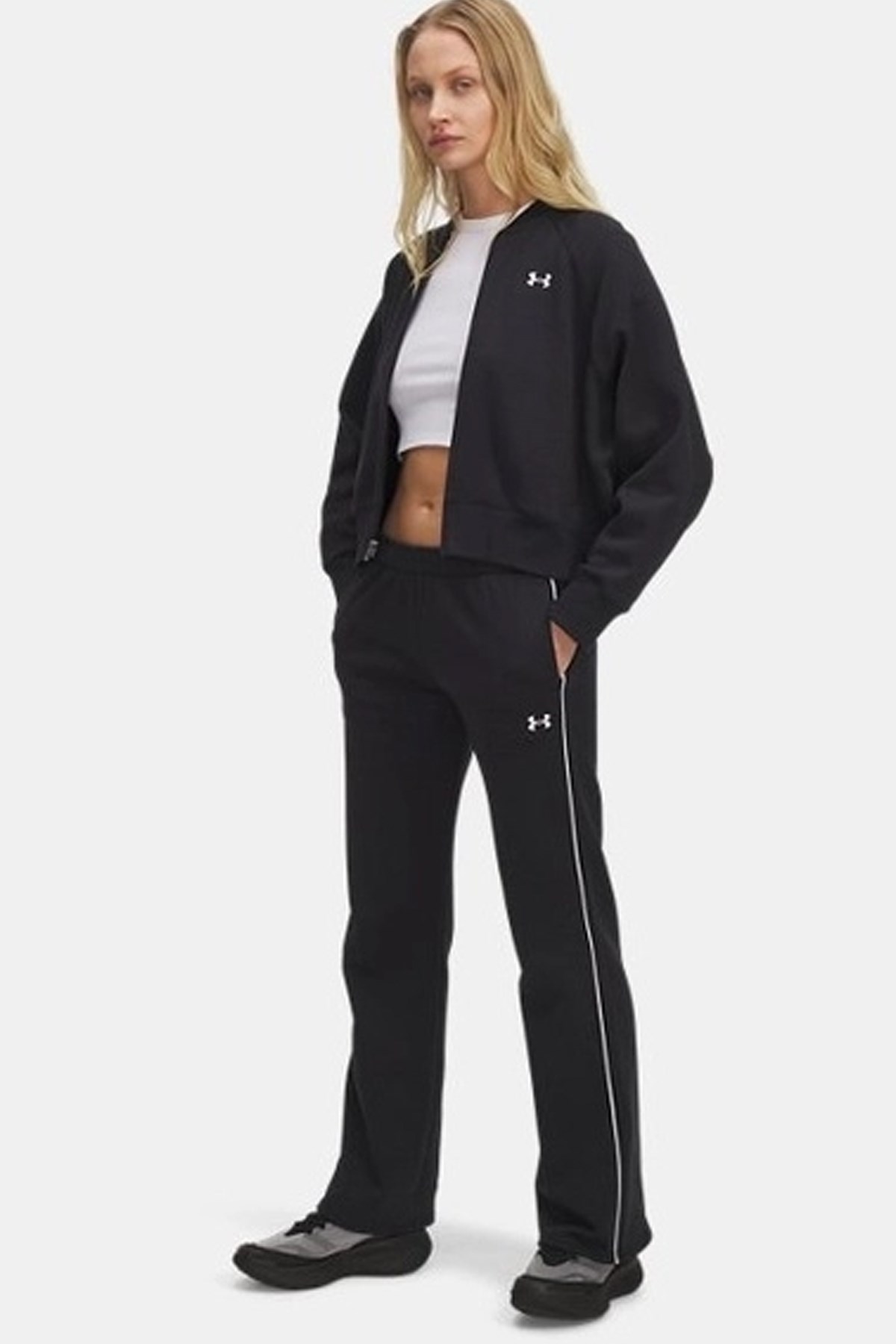 Under Armour UA Rival Flc Piped Pant Kadın Eşofman Altı Siyah