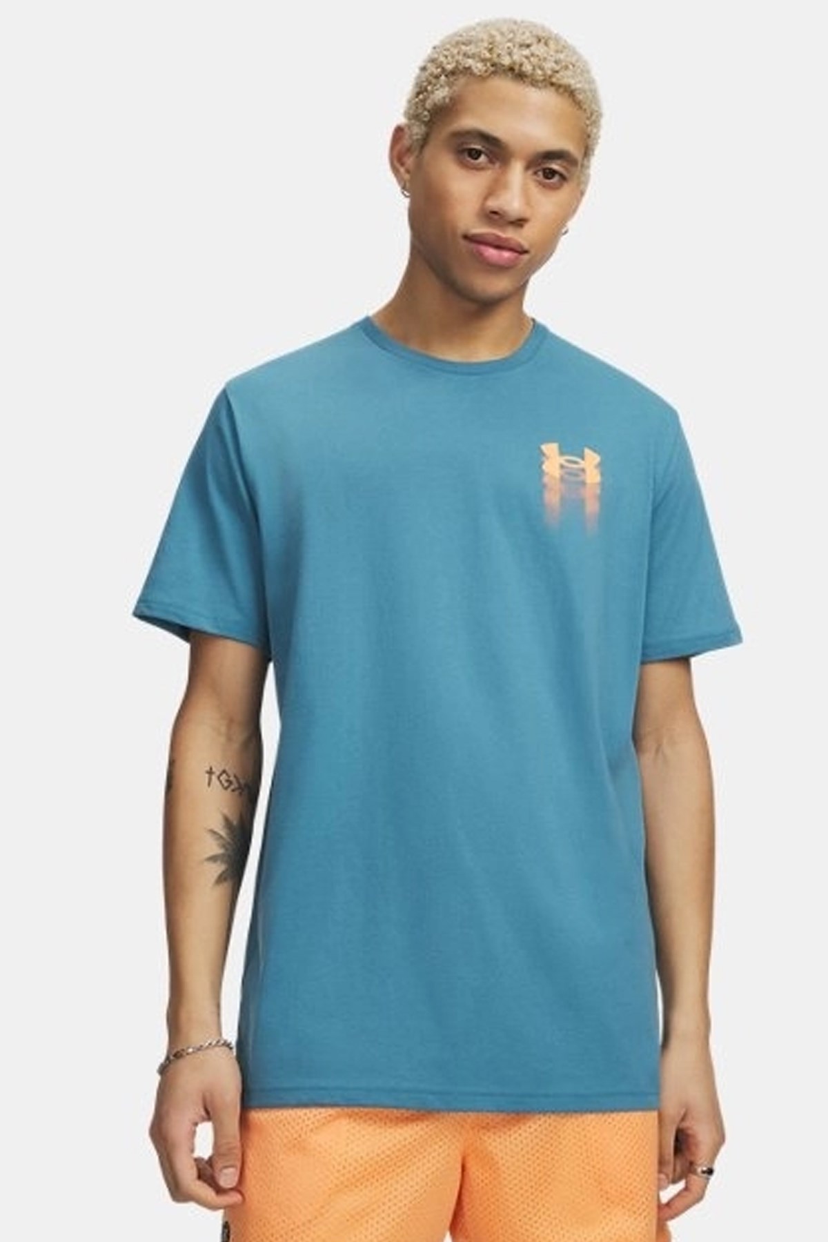 Under Armour Blur Logo Erkek Tişört 6009245-466 Mavi