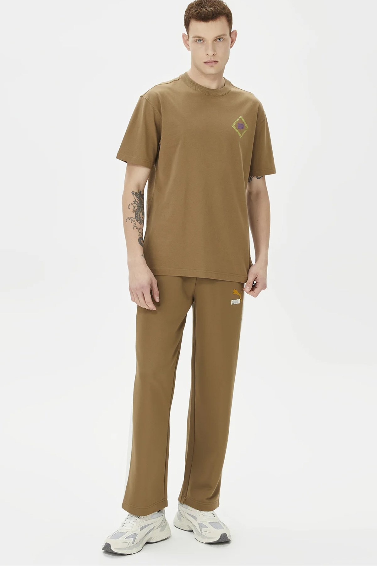 Puma Downtown Erkek Tişört 62126993 Kahverengi