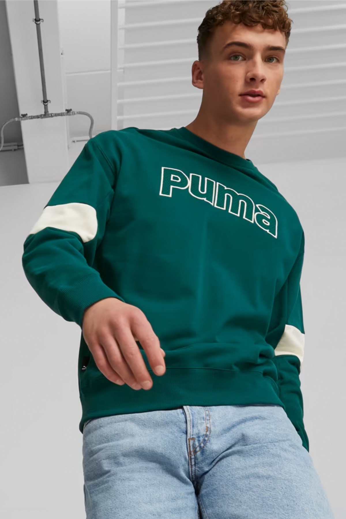 Puma Team Crew Erkek Sweat 62132443 Yeşil