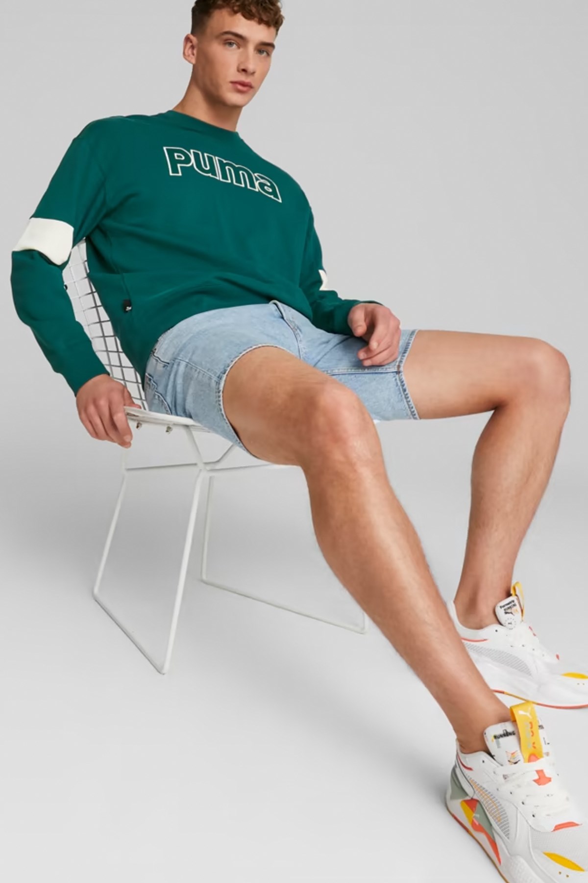 Puma Team Crew Erkek Sweat 62132443 Yeşil