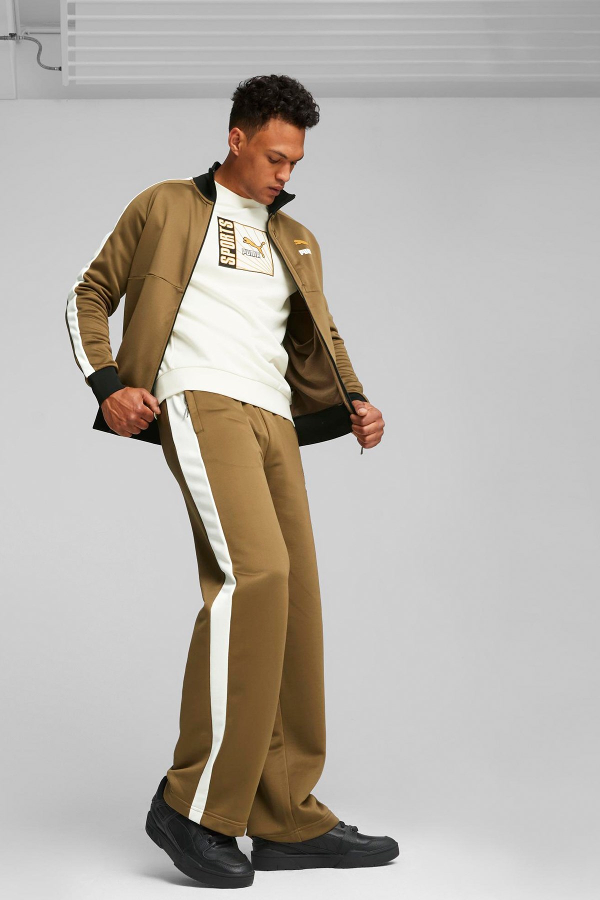 Puma T7 Forward Erkek Sweatshirt 62135193 Kahverengi