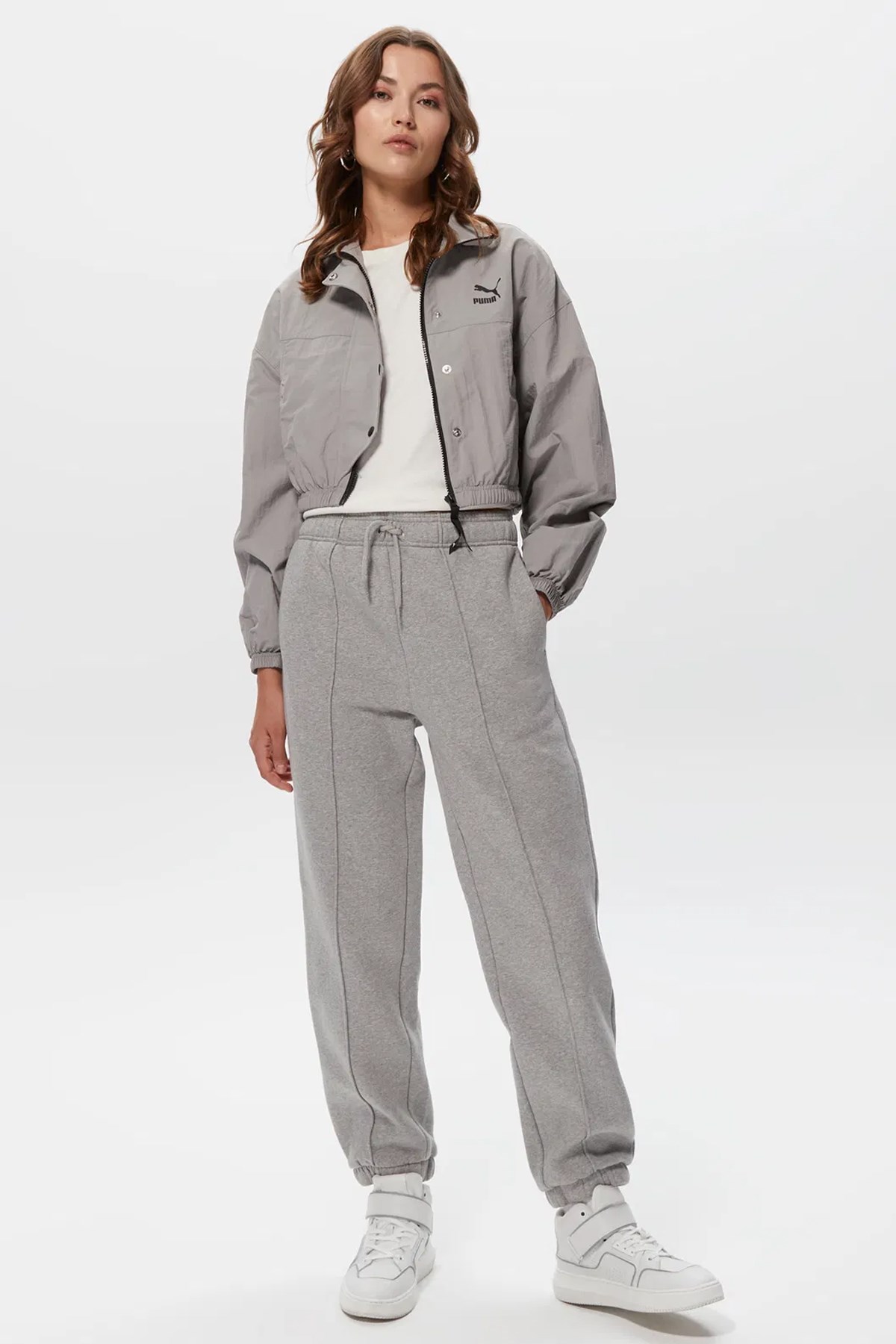 Puma Dare To Cropped Woven Kadın Ceket 62143614 Gri