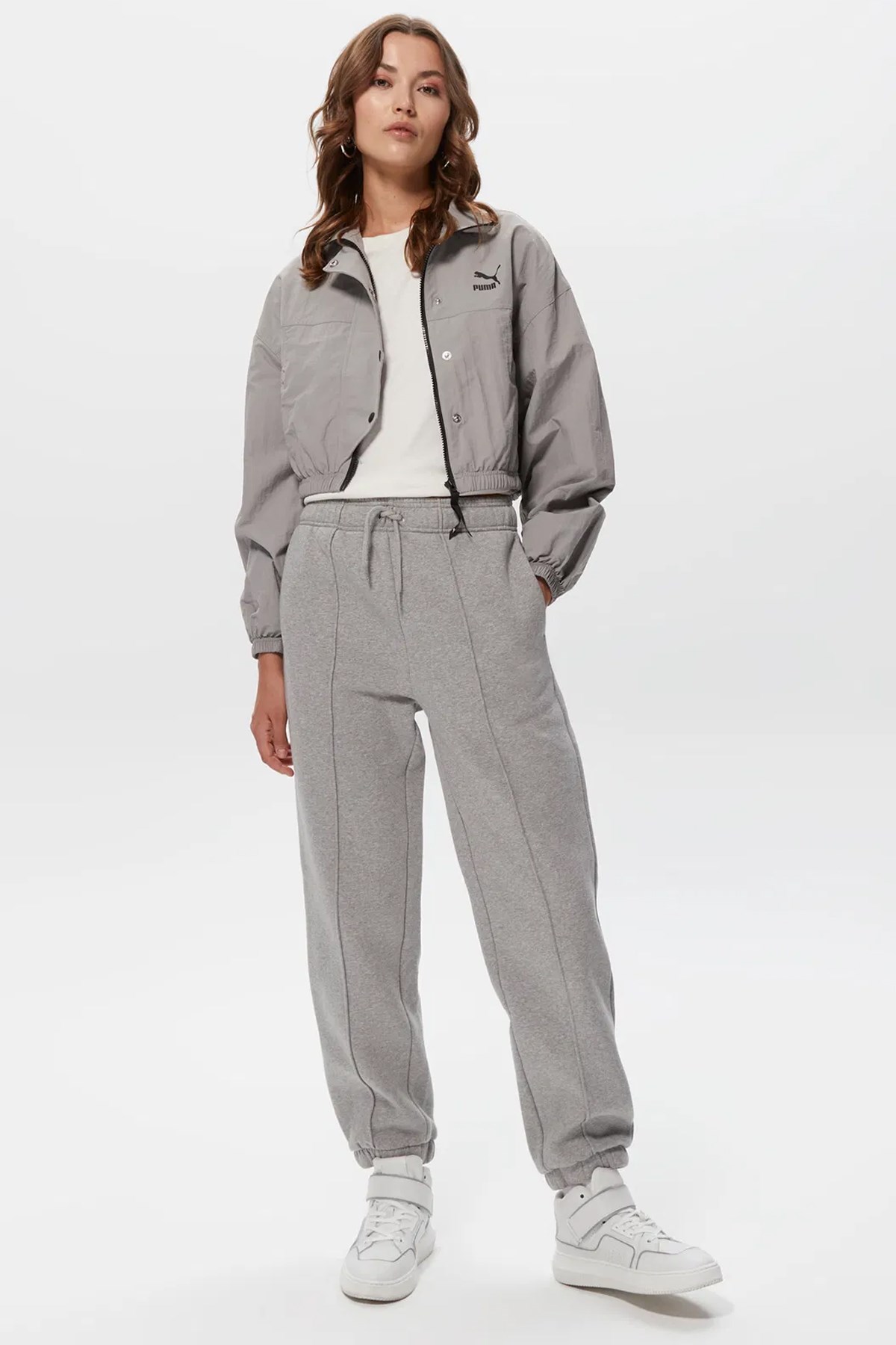 Puma Dare To Cropped Woven Kadın Ceket 62143614 Gri