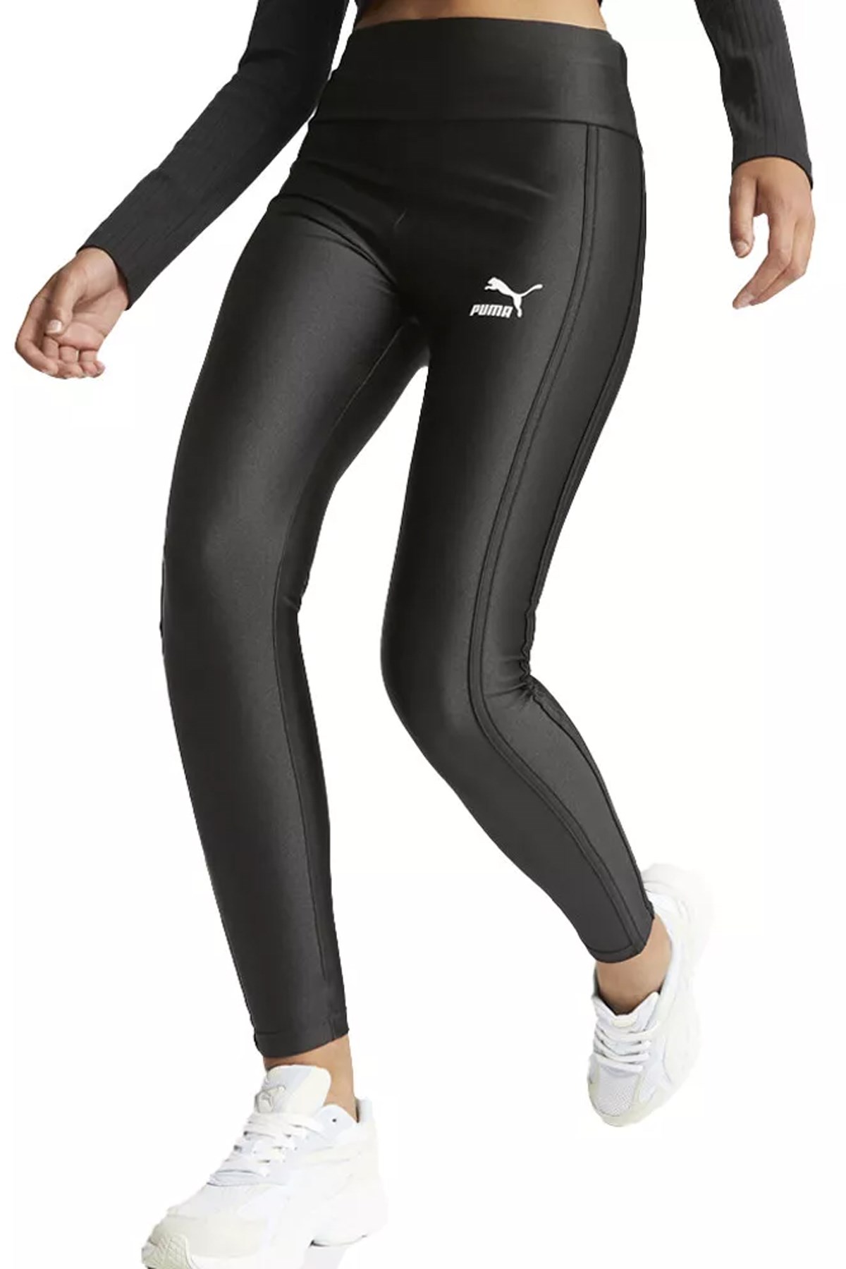 Puma T7 High Waist Shiny Yüksekbel Kadın Tayt 62146301 Siyah