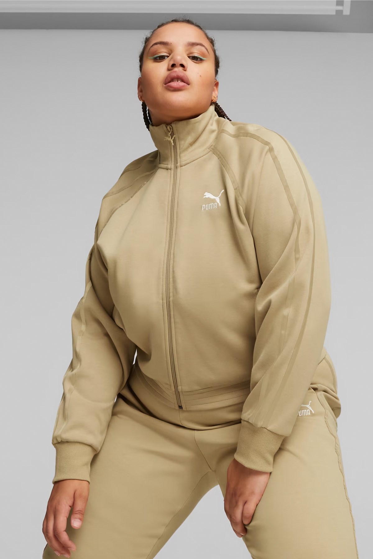 Puma T7 Track Kadın Sweatshirt 62146484 Bej