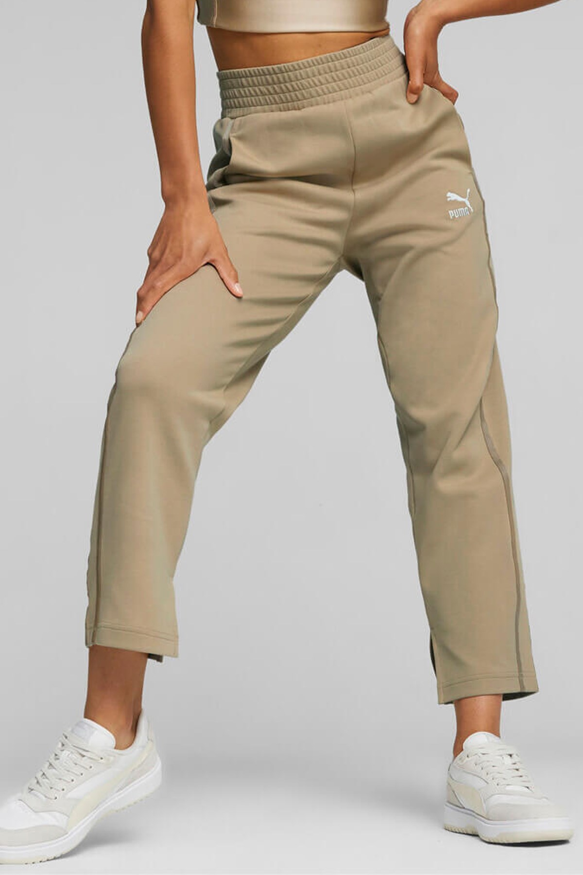 Puma T7 High Waist Pants Kadın Eşofman Alt 62146784 Bej