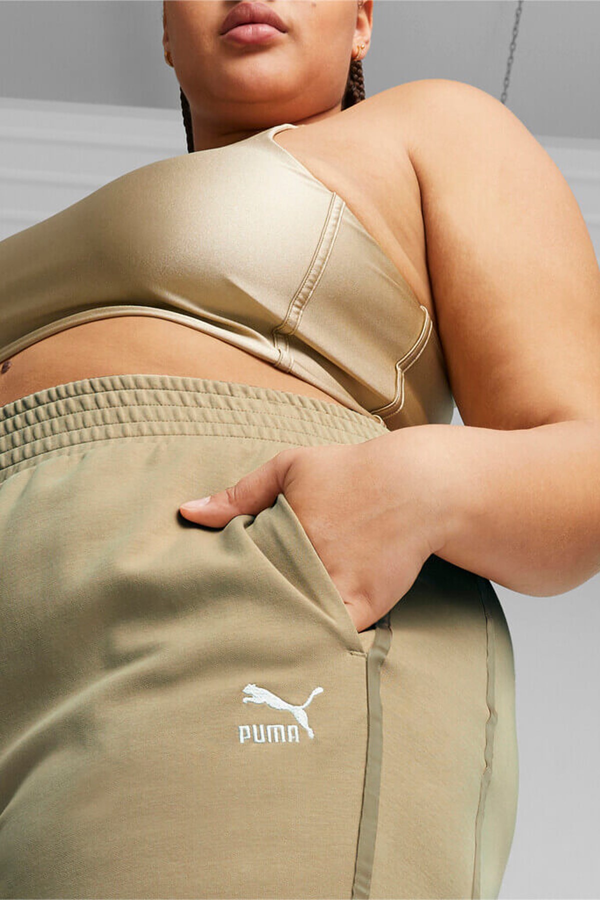 Puma T7 High Waist Pants Kadın Eşofman Alt 62146784 Bej