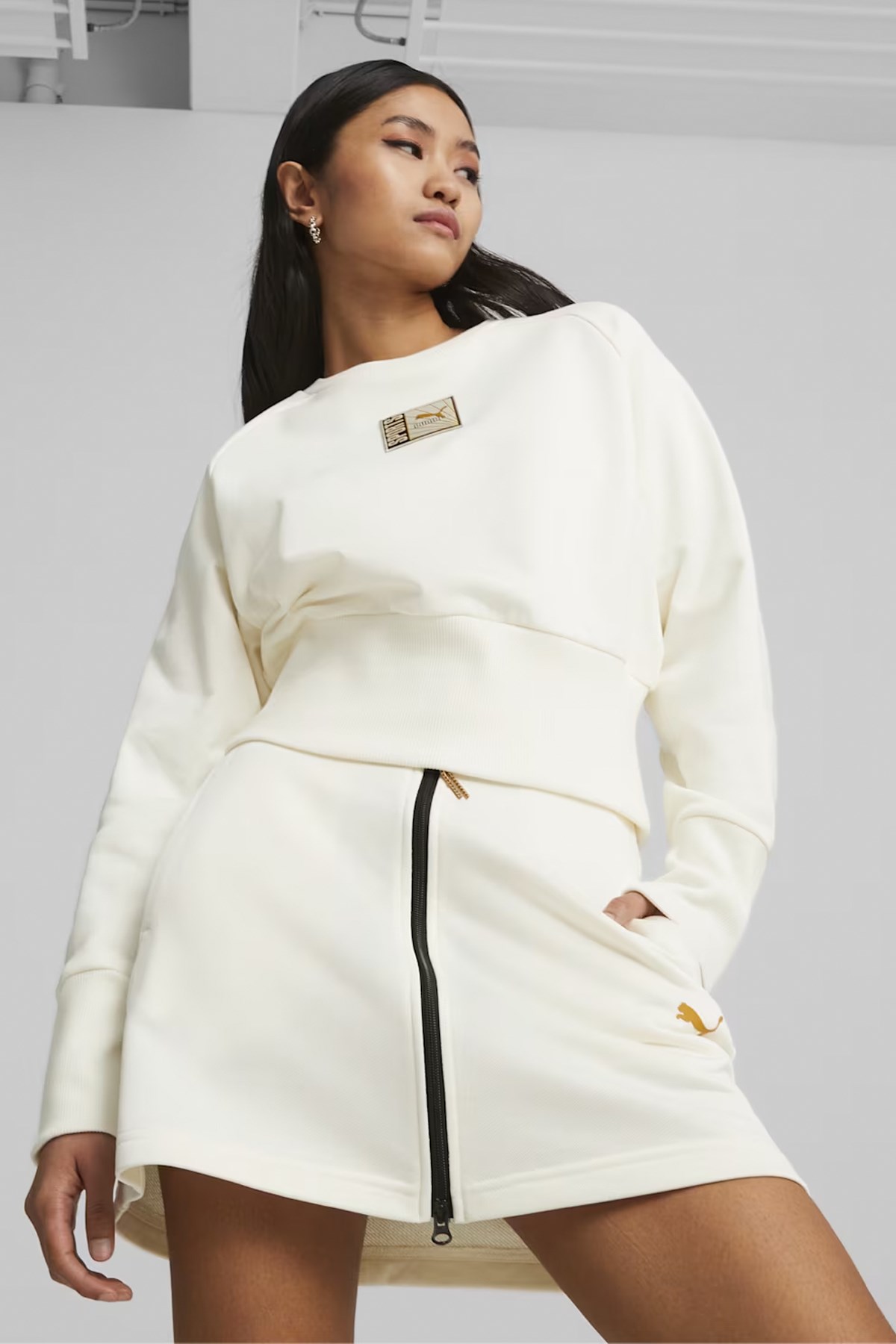 Puma Classıcs Forward Hıstory Crew Kadın Sweat 62147665 Ekru