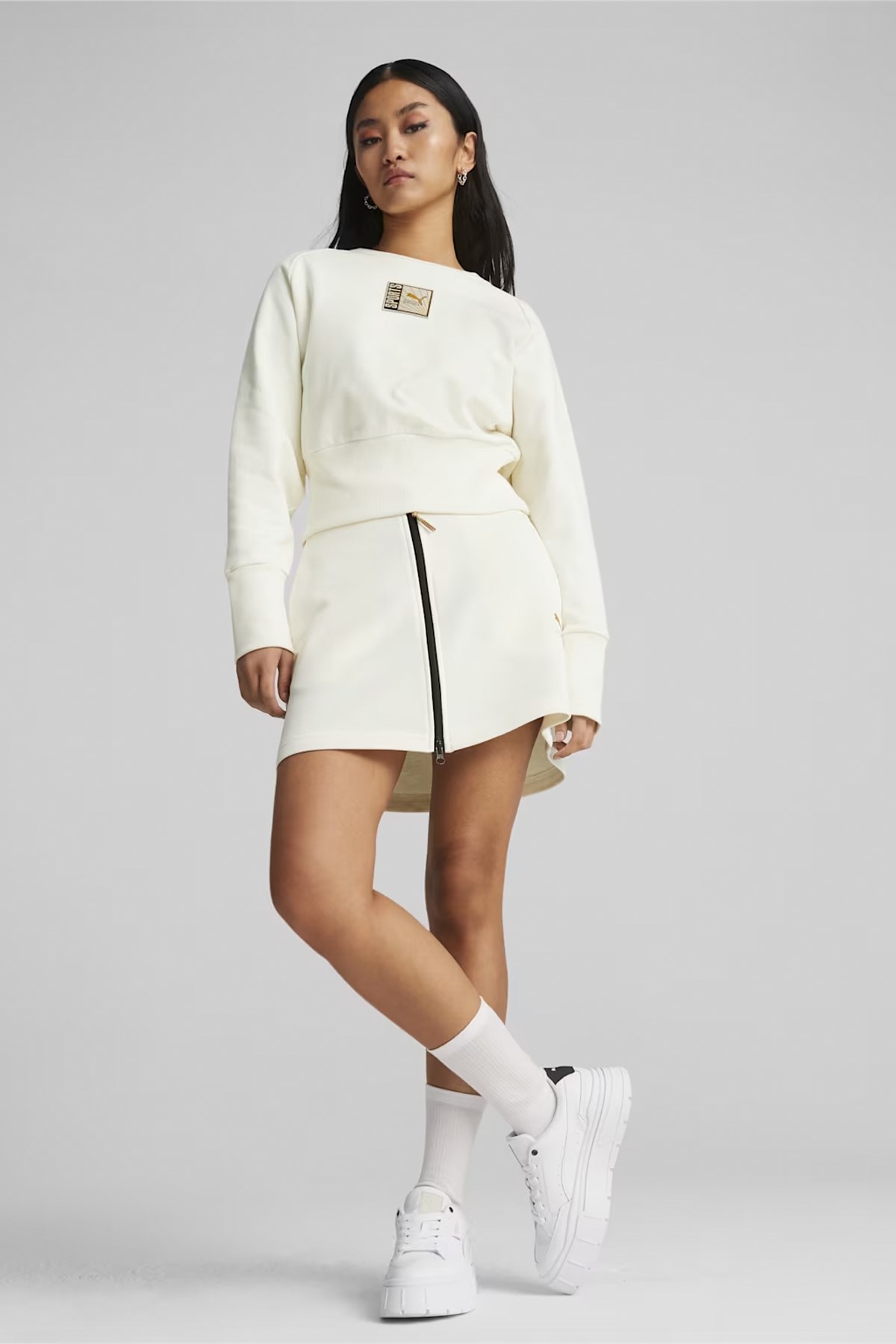 Puma Classıcs Forward Hıstory Crew Kadın Sweat 62147665 Ekru