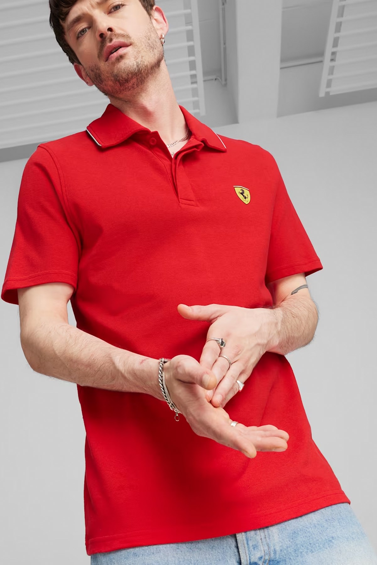 Puma Ferrari Race Erkek Polo Tişört 62380102 Kırmızı