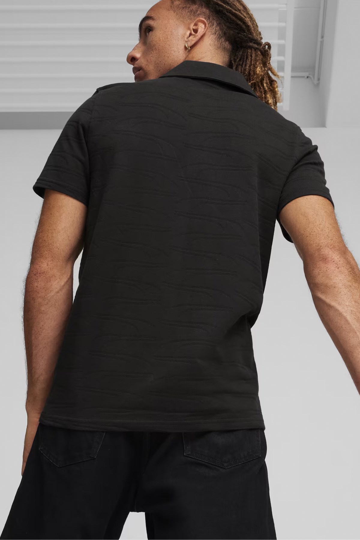Puma Ferrari Style Jacquard Erkek Polo Yaka Tişört 62382801 Siyah