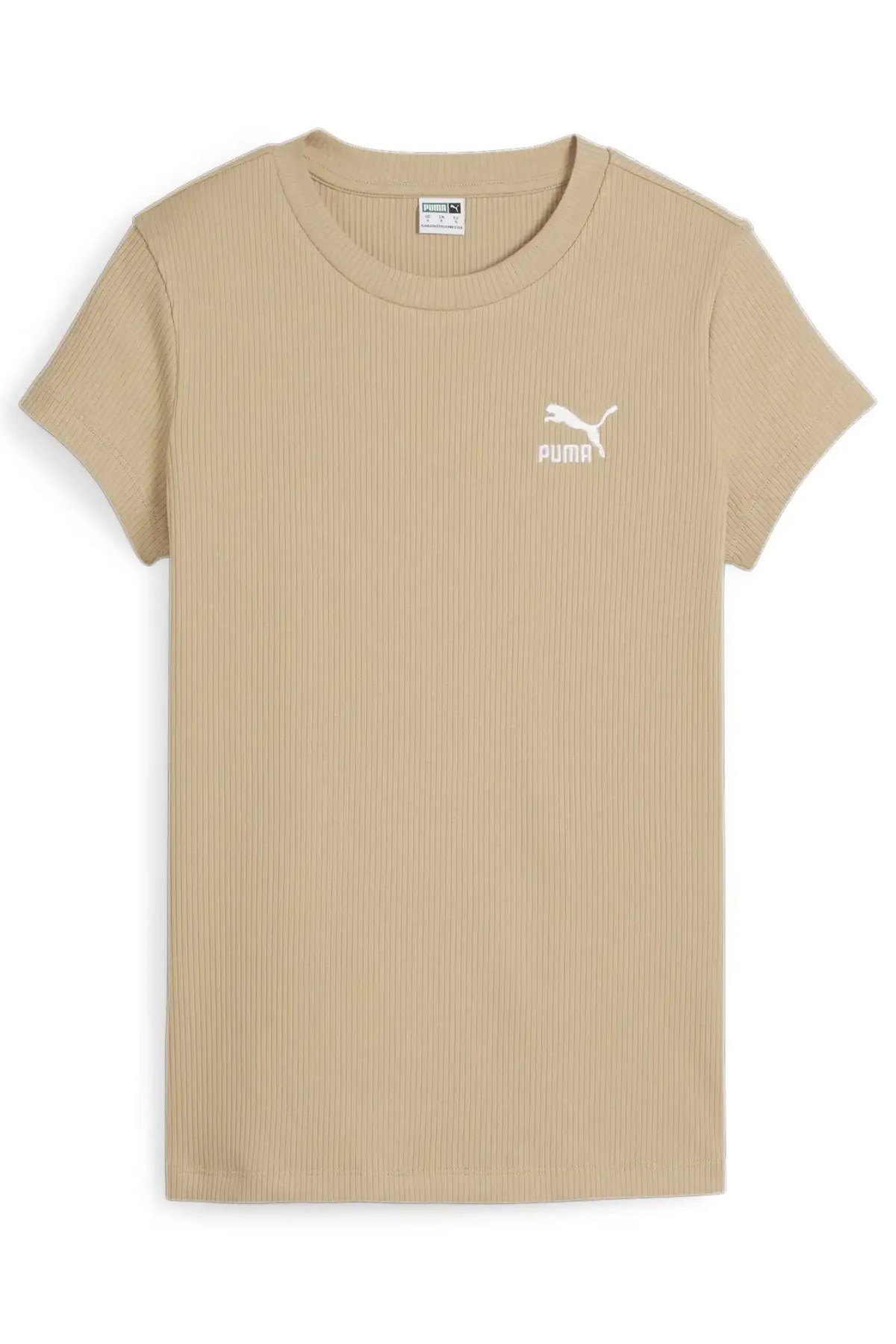 Puma Classıcs Ribbed Slim Kadın Tişört  62426483 Bej