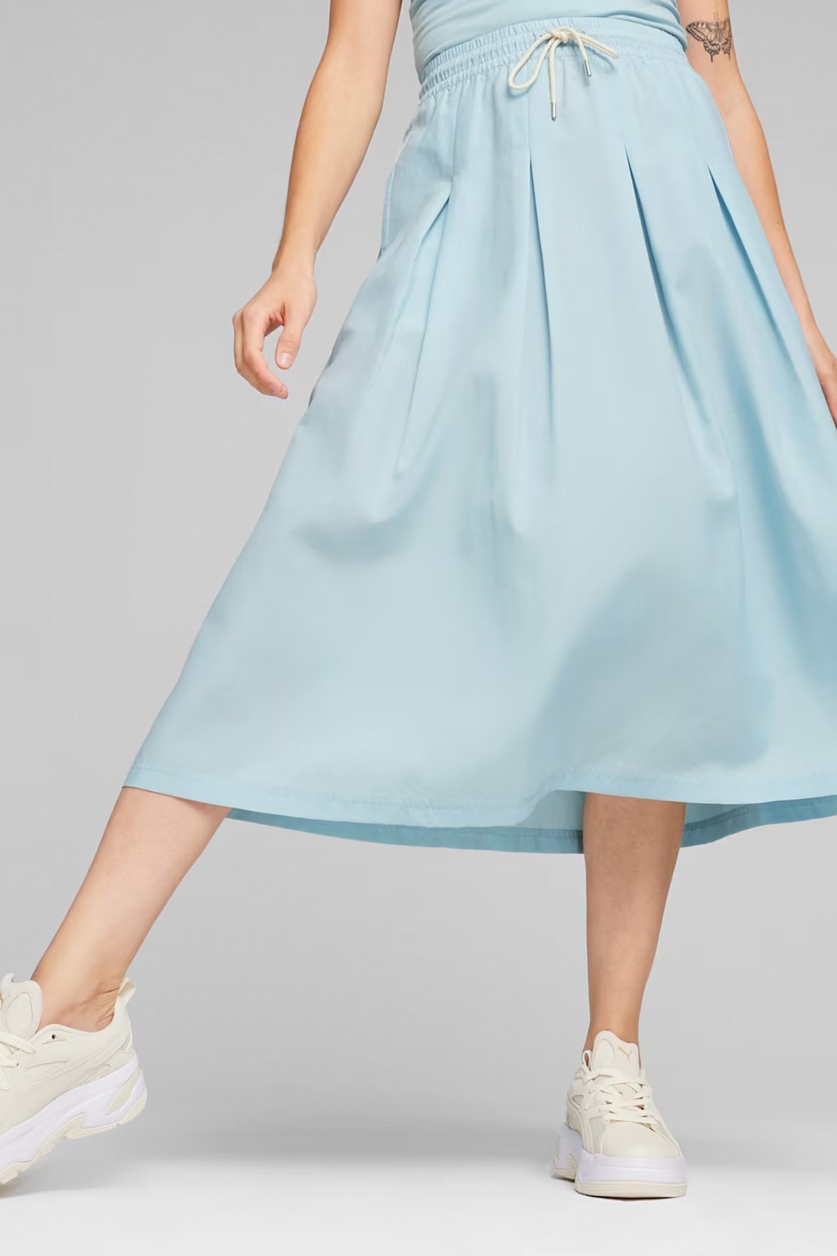 Puma Infuse Pleated Midi Skirt Etek 62431122 Mavi