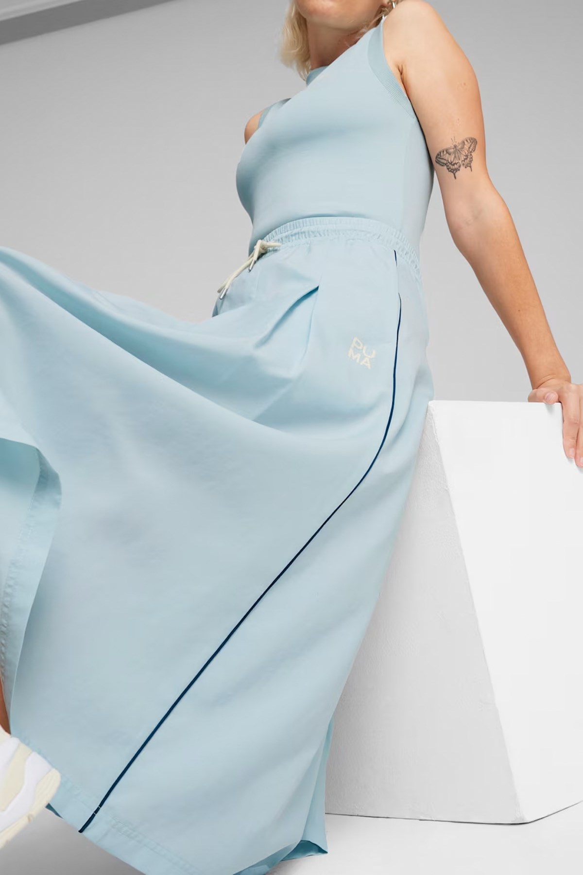 Puma Infuse Pleated Midi Skirt Etek 62431122 Mavi