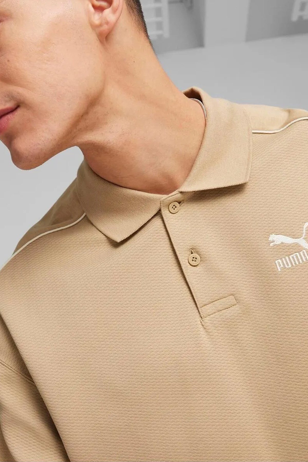Puma T7 Polo Crew Dk Erkek Polo 62433283 Bej