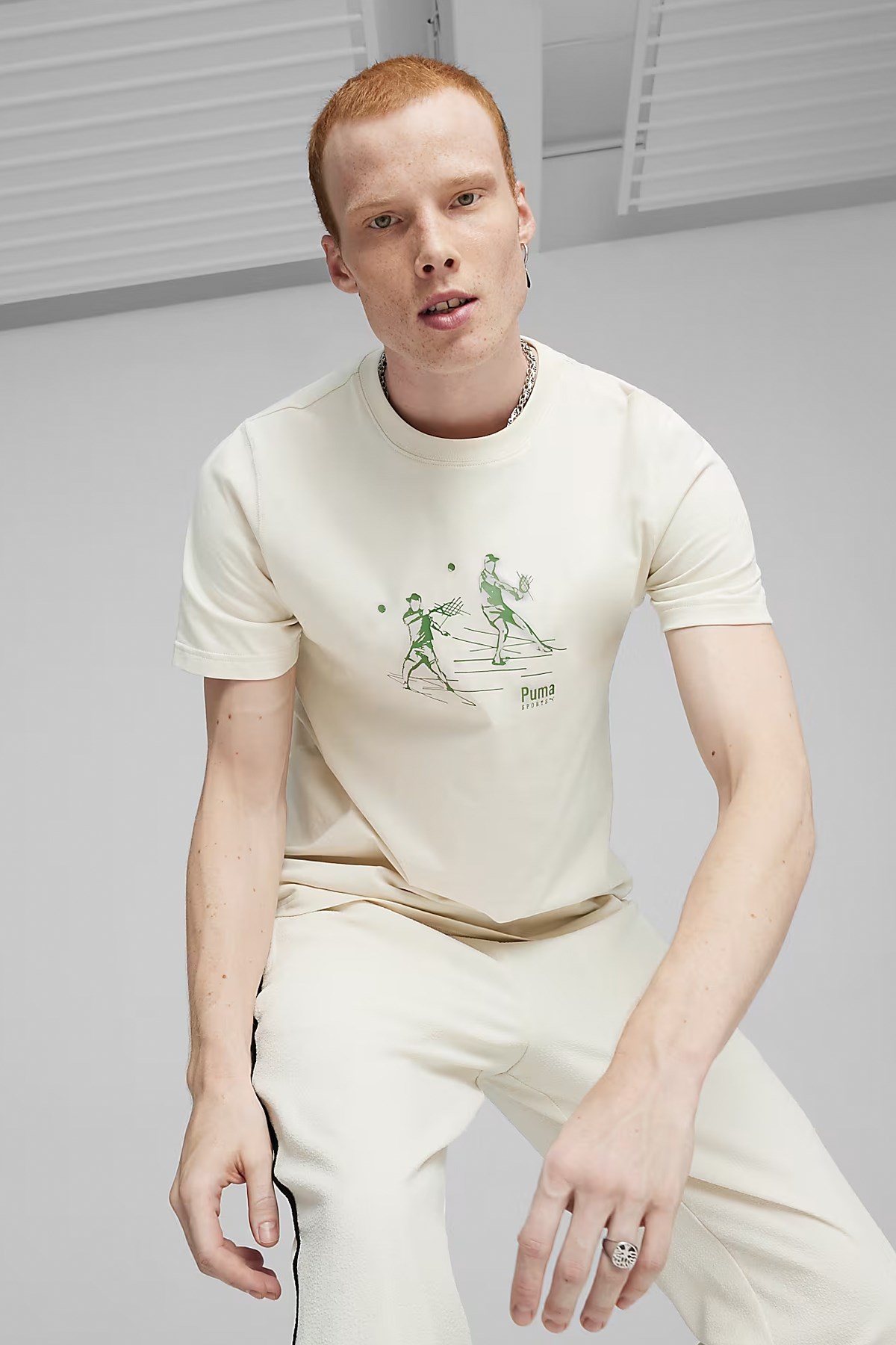 Puma Team Graphic Erkek Tişört 62433487 Bej