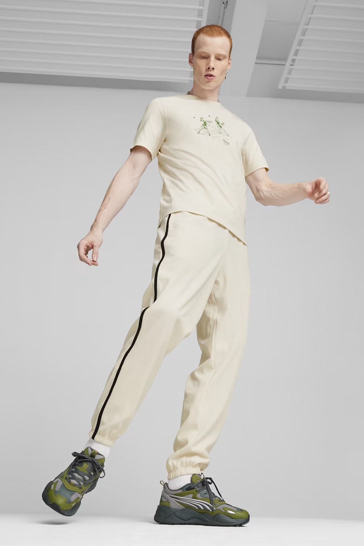 Puma Team Graphic Erkek Tişört 62433487 Ekru