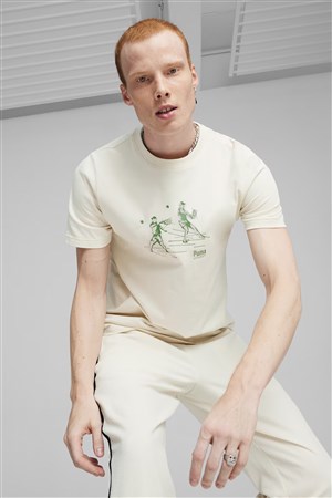 Puma Team Graphic Erkek Tişört 62433487 Ekru