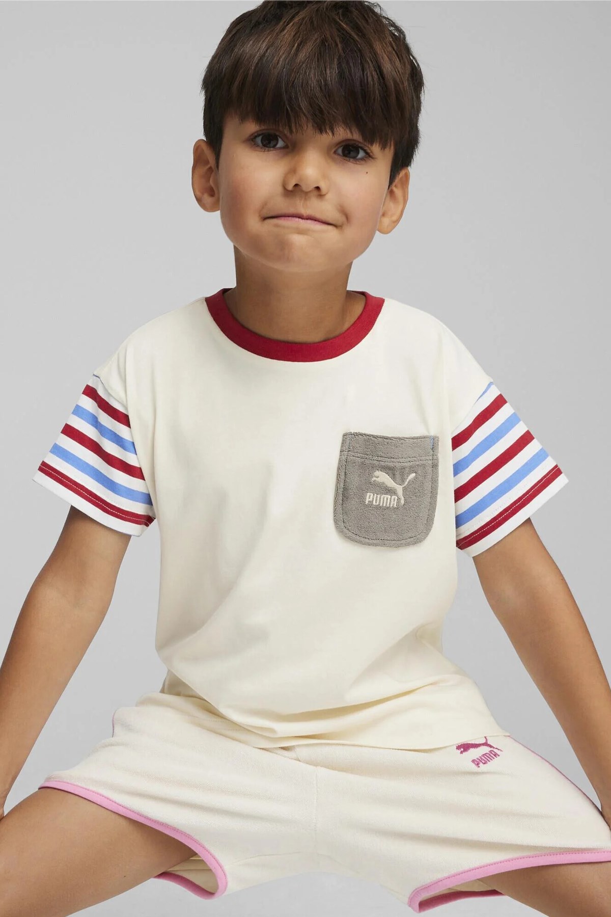 Puma Summer Camp Classıcs Çocuk Tişört 62435887 Ekru