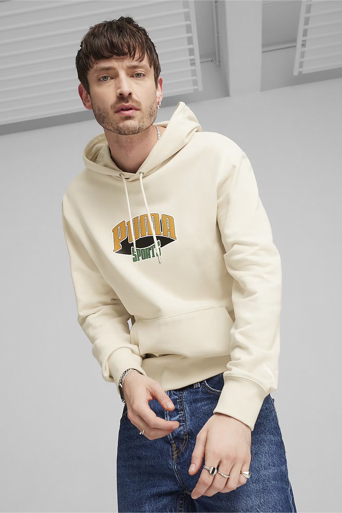 Puma Team For The Fanbase Erkek Kapüşonlu Sweat 62439687 Ekru