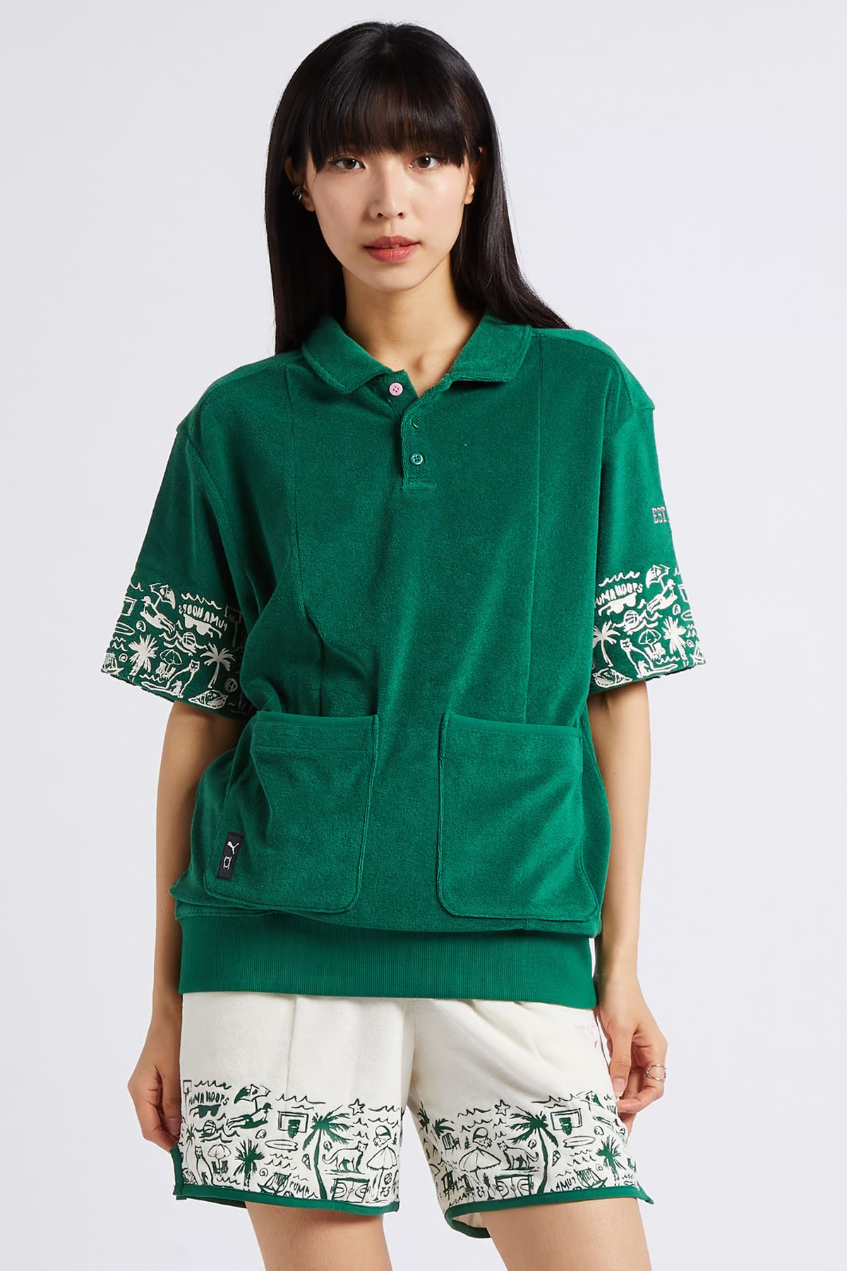 Puma The Fairgrounds Terry Havlu Polo Tişört 62468701 Yeşil