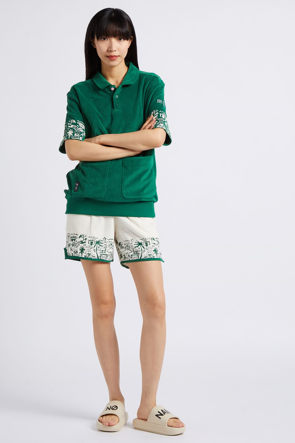 Puma The Fairgrounds Terry Havlu Polo Tişört 62468701 Yeşil