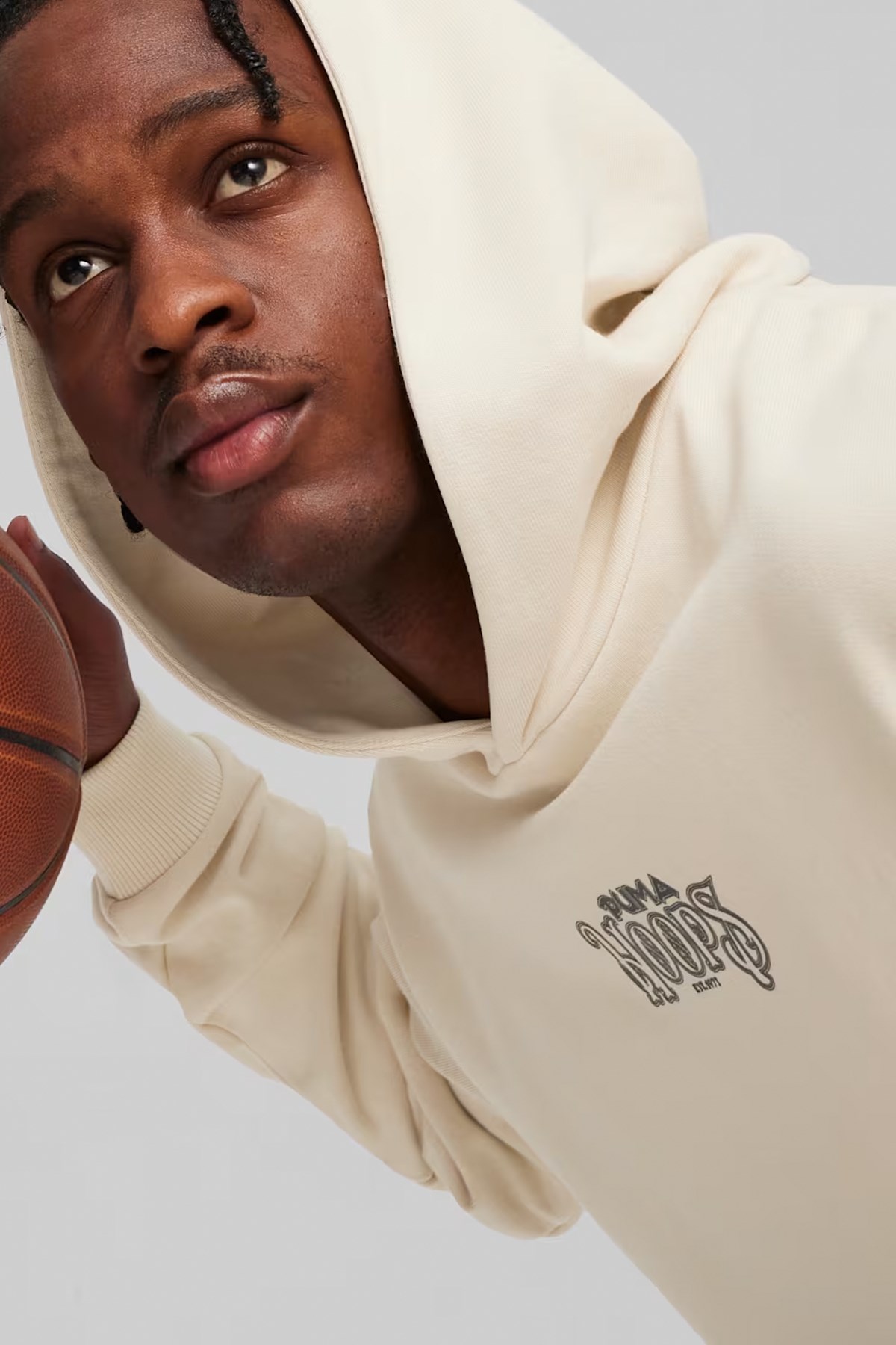 Puma Showtime Hoodie Erkek Kapüşonlu Sweat 62473501 Ekru