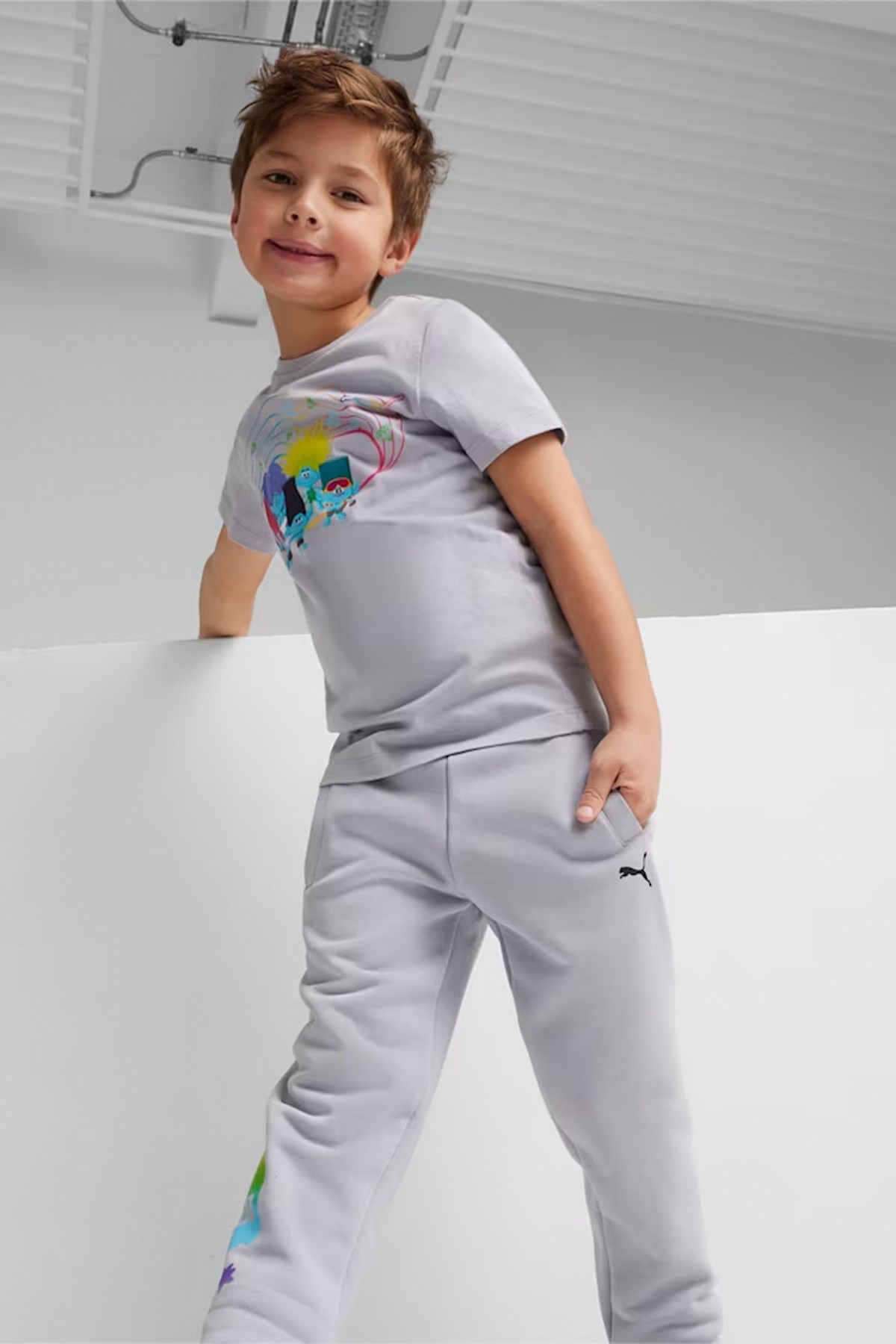 Puma X Trolls Çocuk Tişört 62481663 Gri