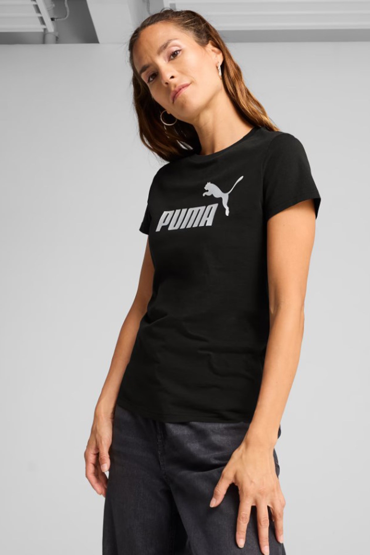 Puma Metallic No. 1 Logo Kadın Tişört 63153601 Siyah