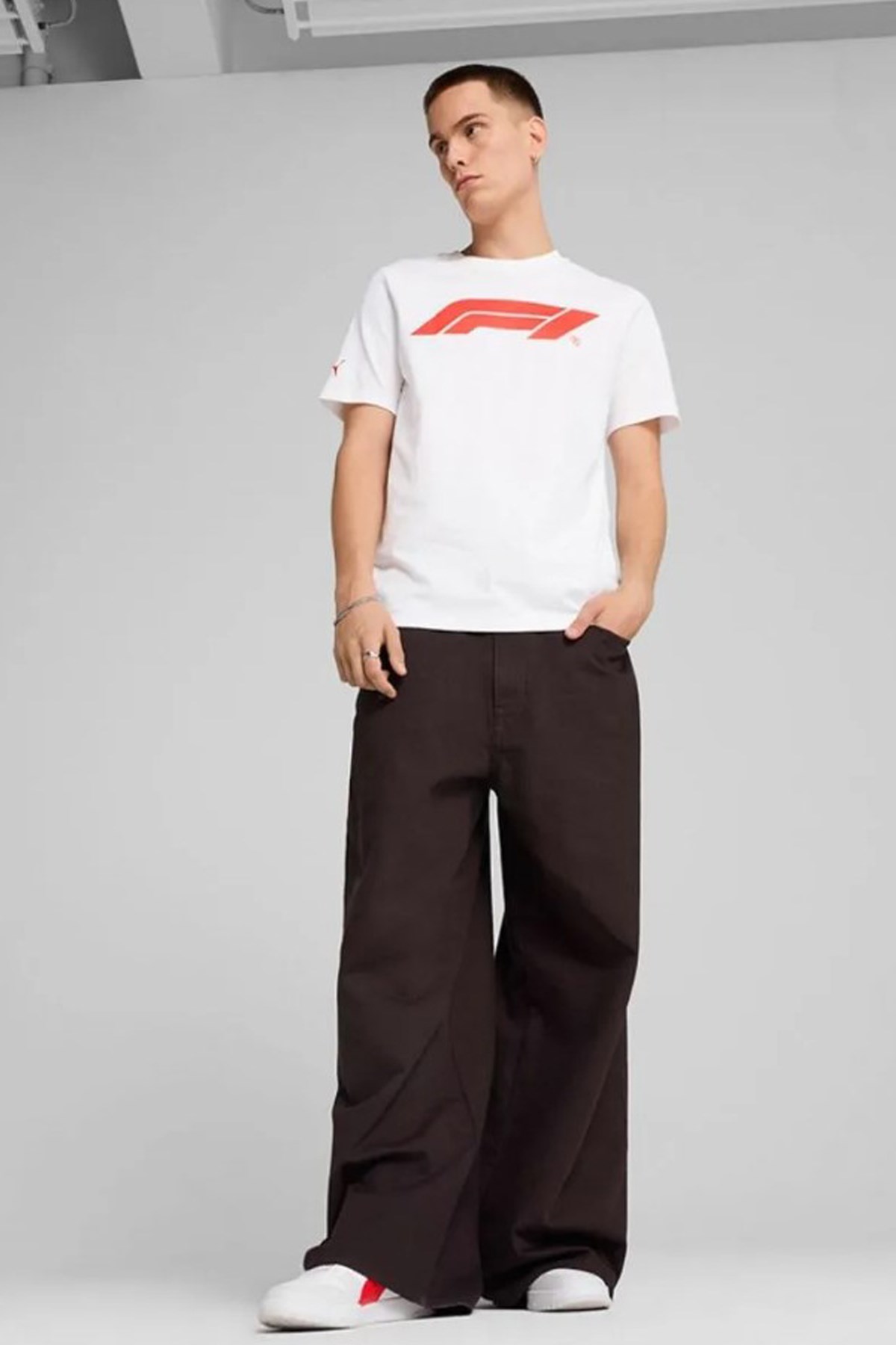 Puma F1 Ess Logo Erkek Tişört 63326402 Beyaz