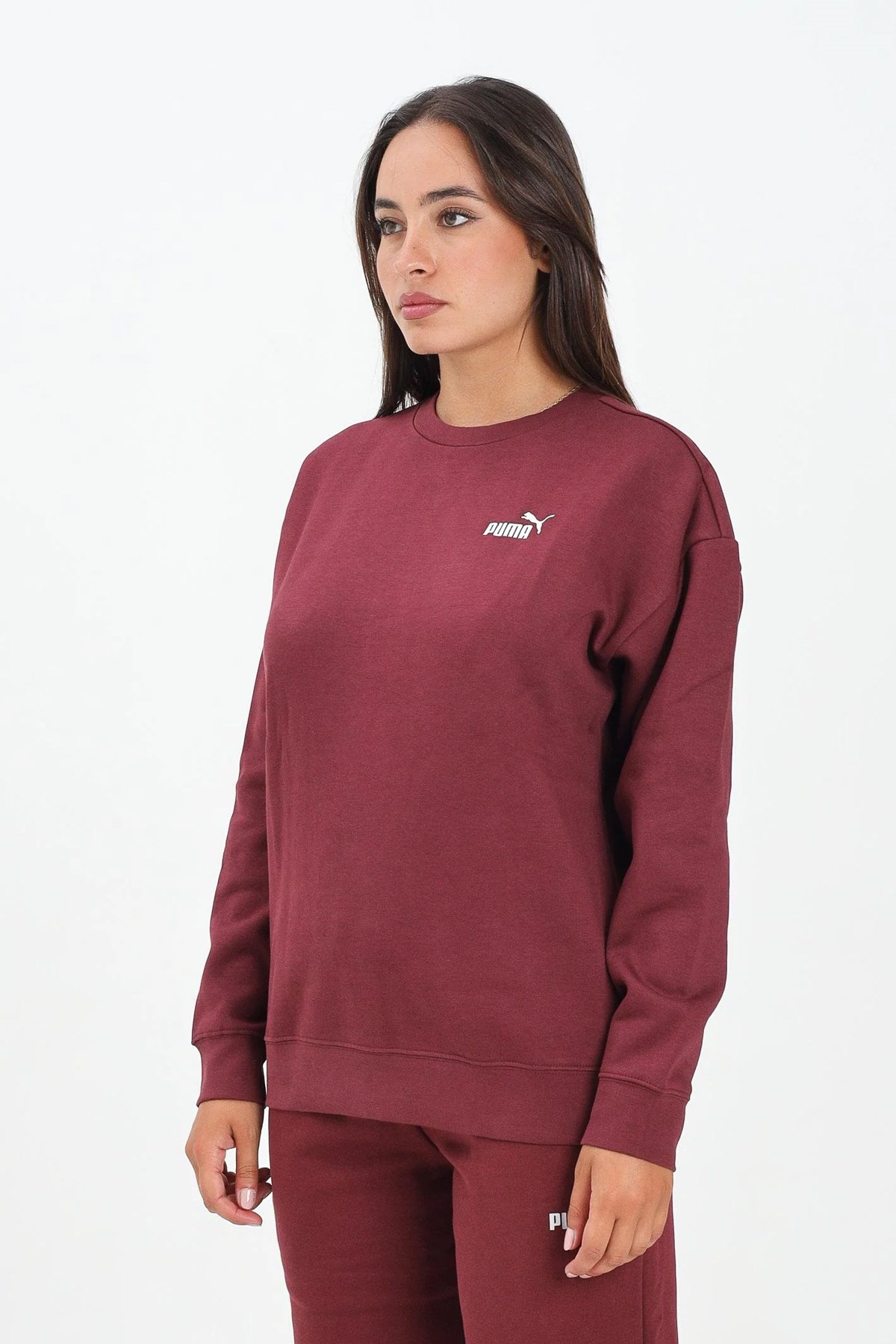Puma Ess Small Logo Kadın Sweatshirt Bordo