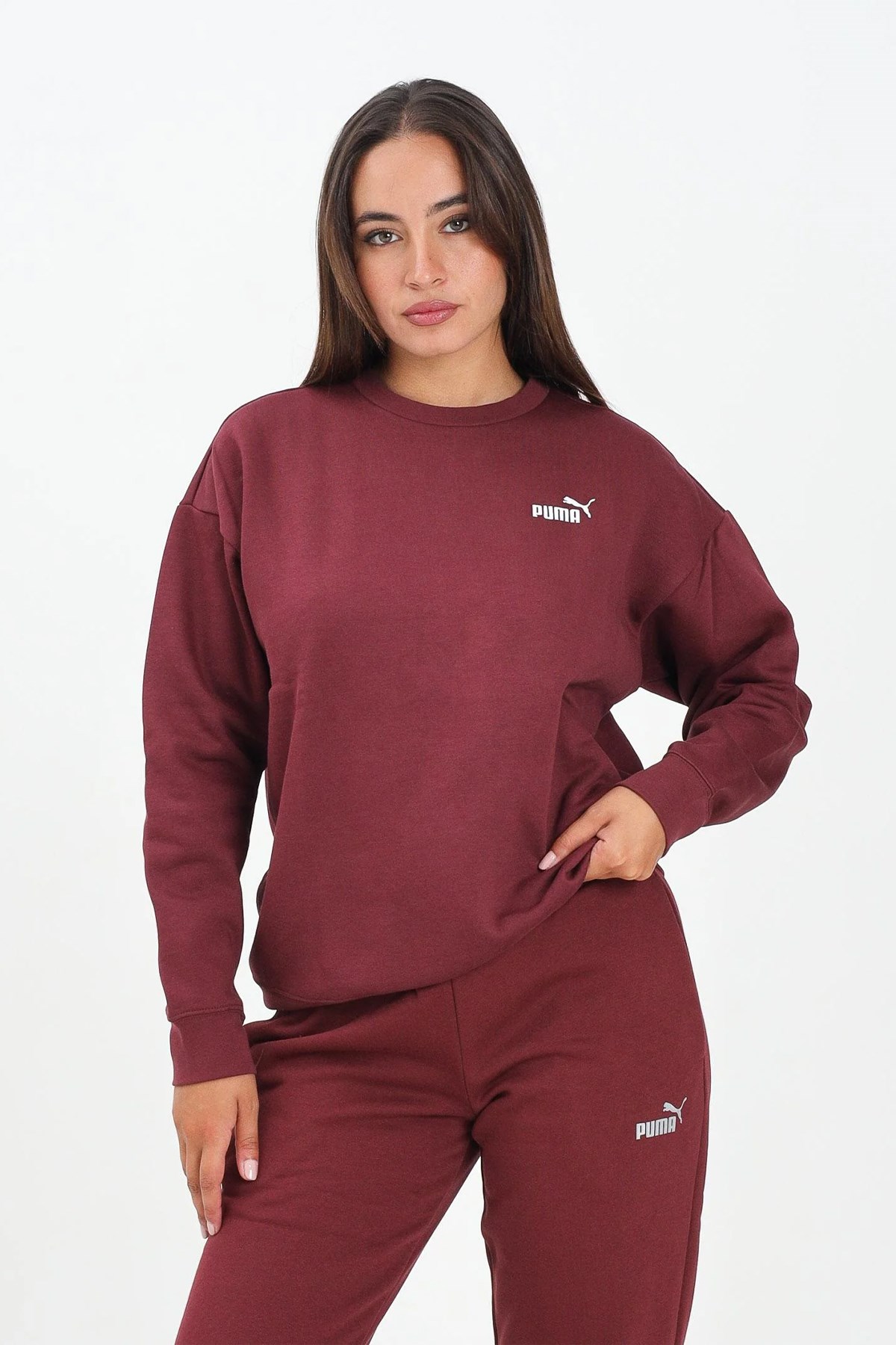 Puma Ess Small Logo Kadın Sweatshirt Bordo