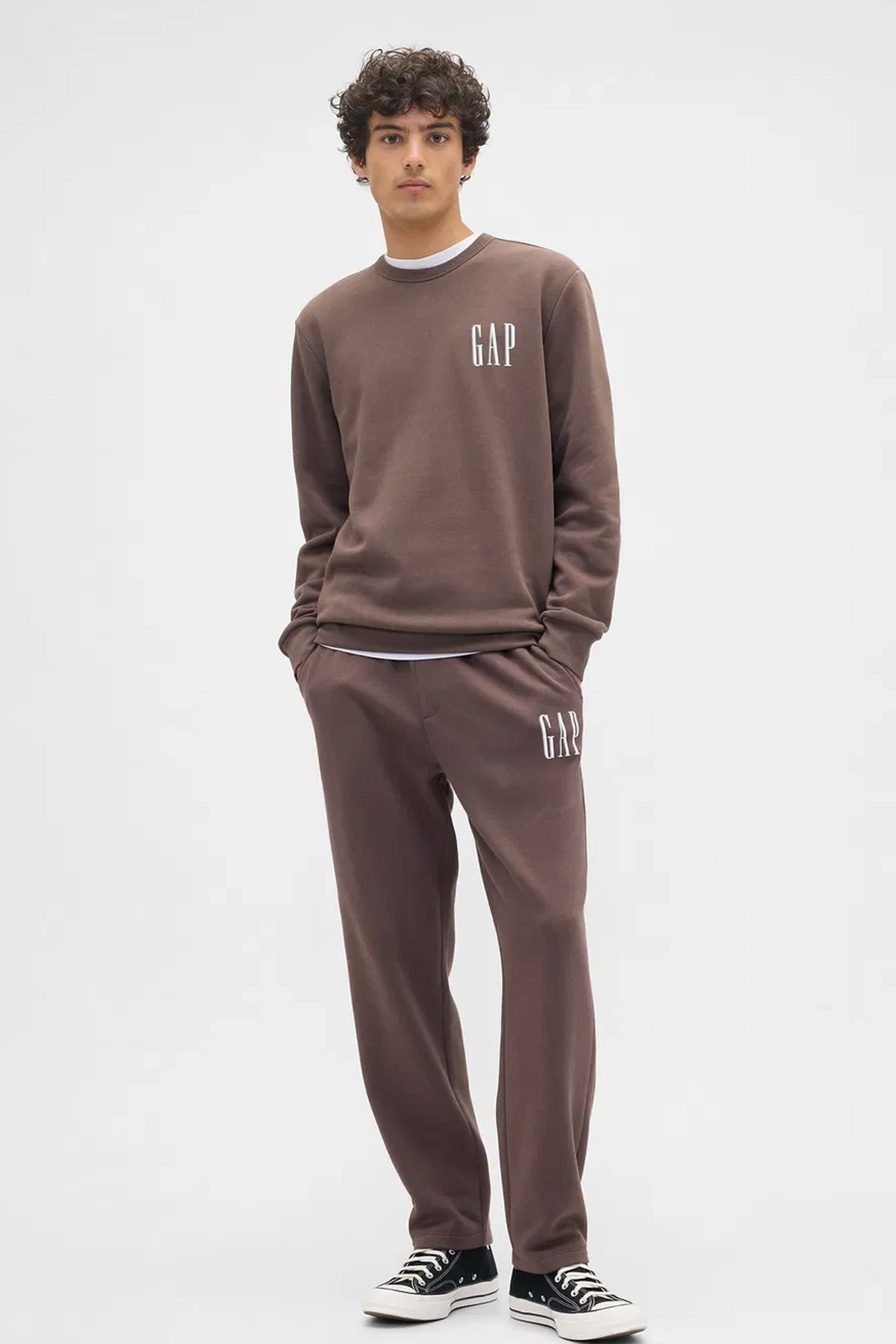 Gap V-Lw Db Fleece Erkek Sweatshirt 645634010 Kahverengi